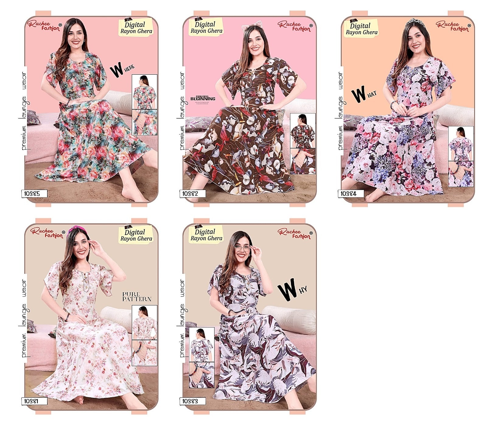 Digital Ghera Ruchee Fashion Rayon Night Gowns Wholesale Price
