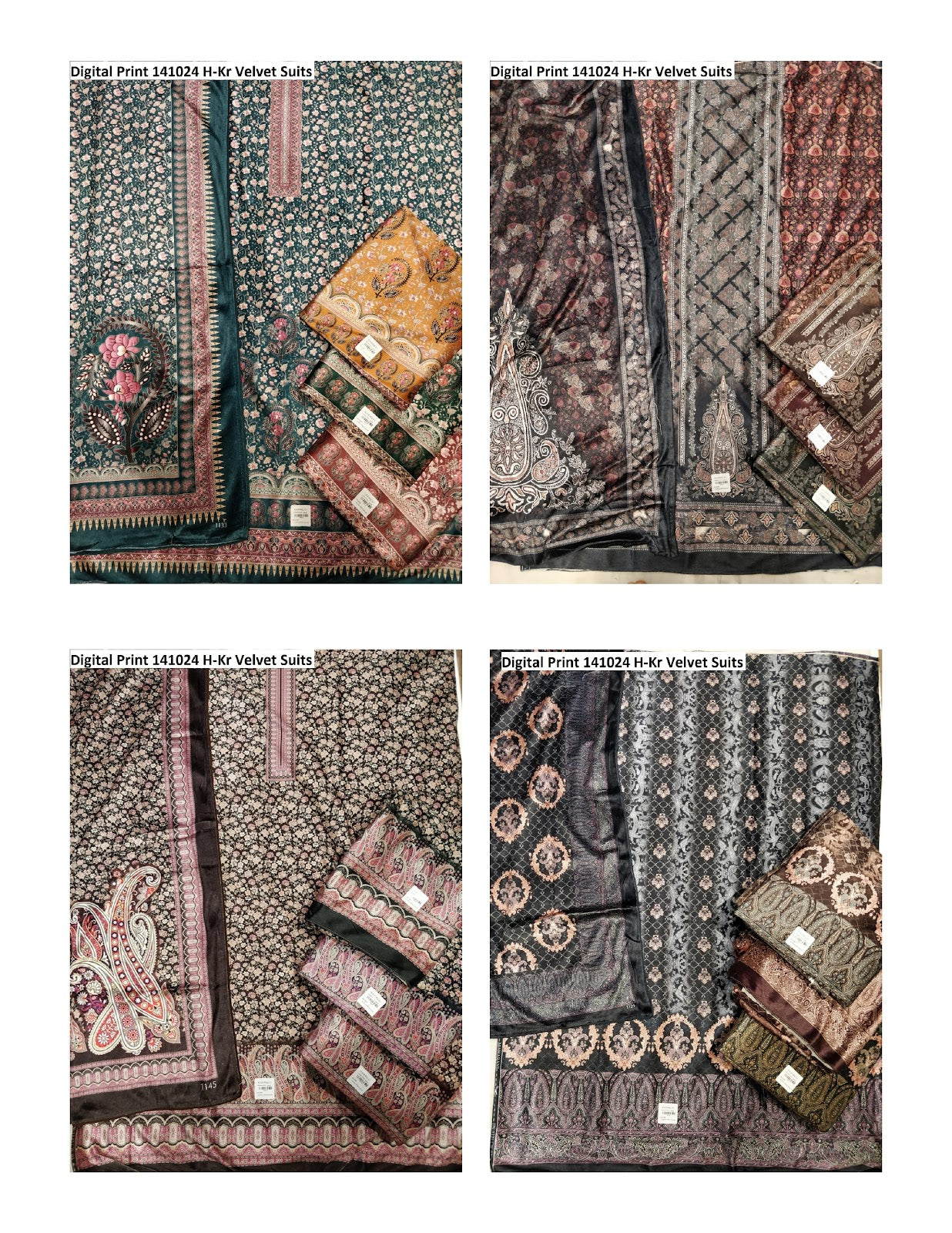 Digital Print 141024 H-Kr Velvet Suits Wholesaler India