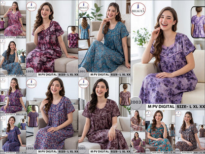 Digital Print Bhagya Night Gowns Exporter