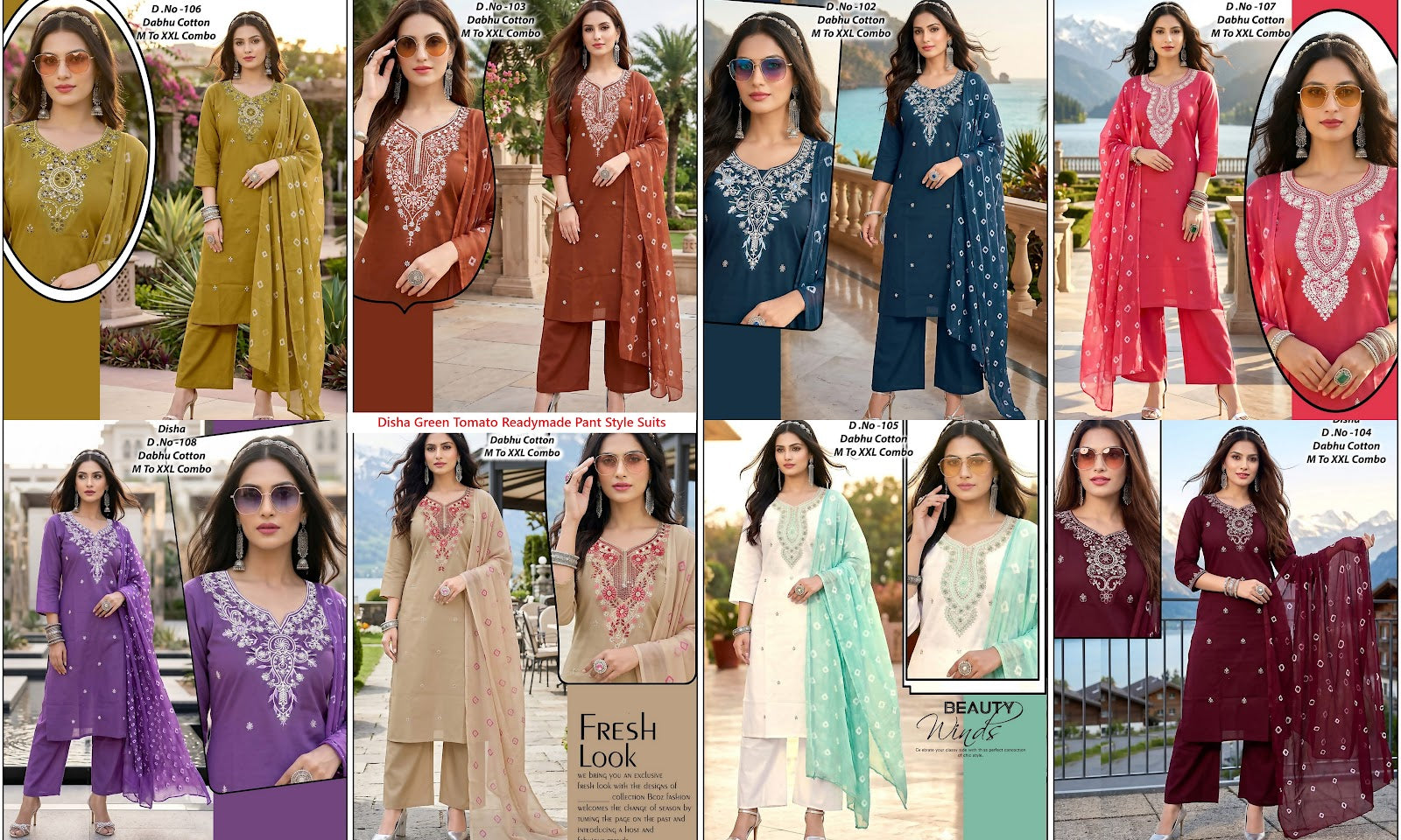 Disha Green Tomato Dhabu Cotton Readymade Pant Style Suits Exporter