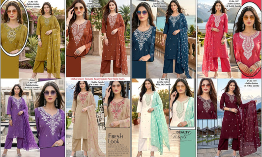 Disha Green Tomato Dhabu Cotton Readymade Pant Style Suits Exporter