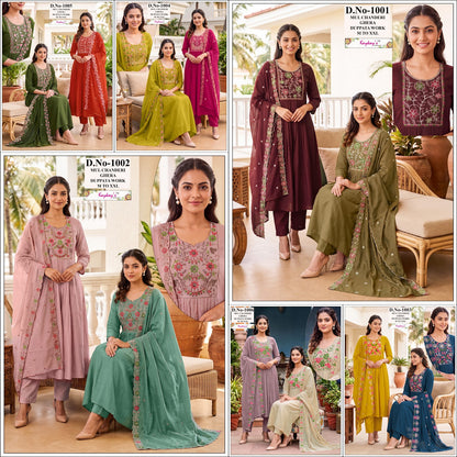 Dn 1001-1006 Kaykay Chanderi Readymade Anarkali Suits Manufacturer India