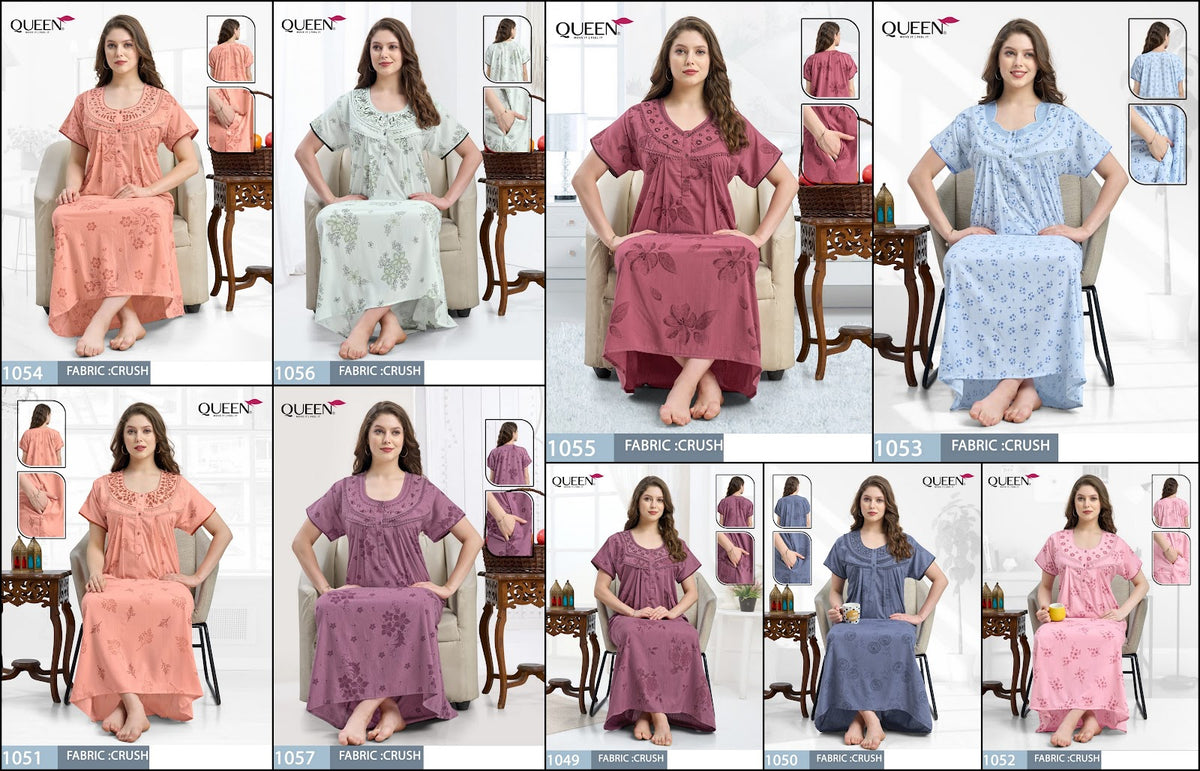 Dn 1049-1057 Queen Crush Night Gowns Supplier Gujarat