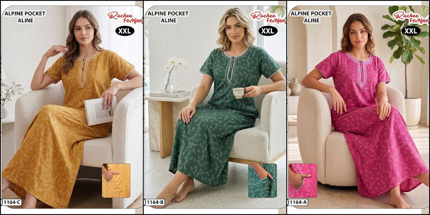 Dn 1164 Ruchee Fashion Alpine Night Gowns Wholesale Rate