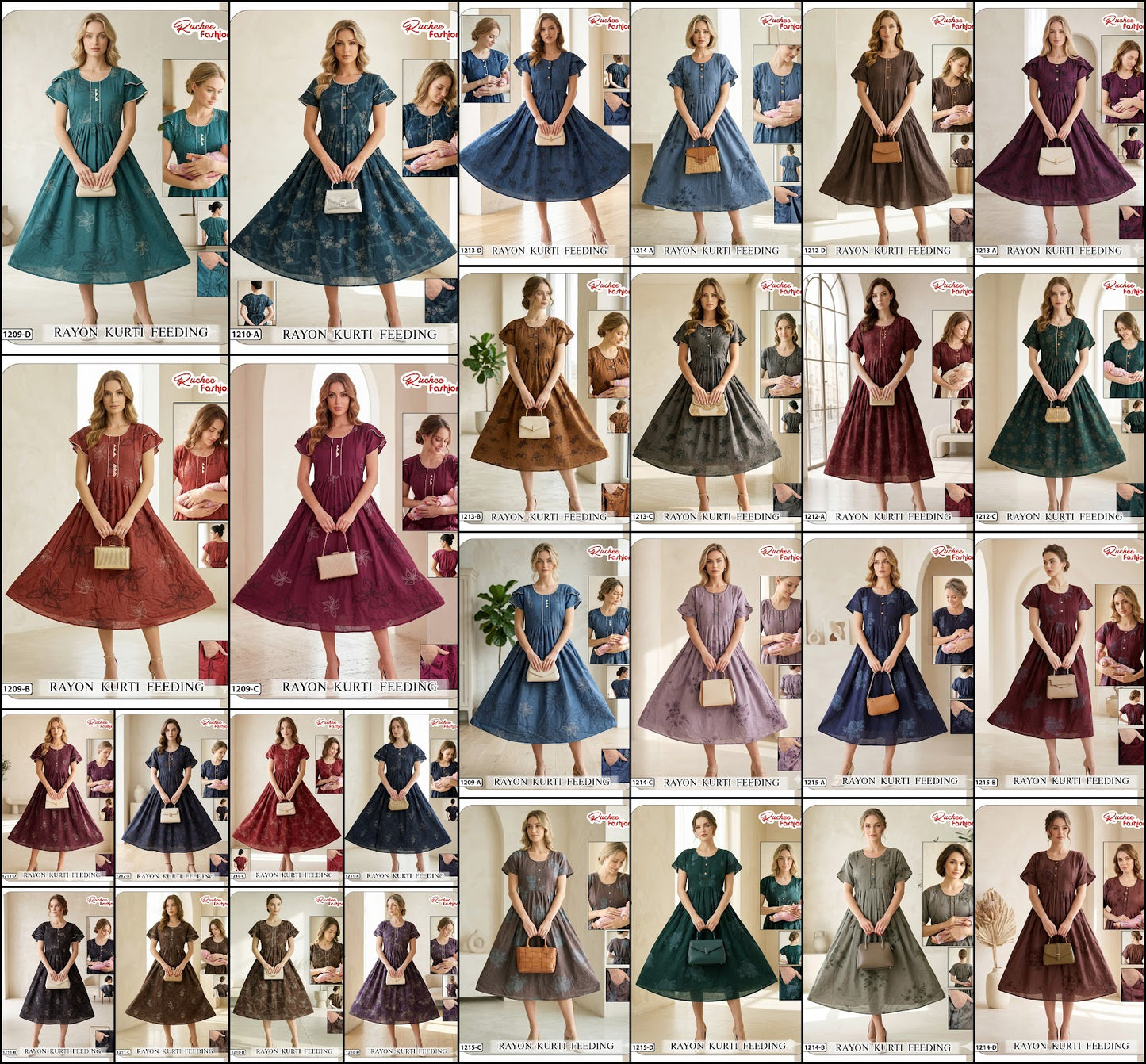 Dn 1209-1214 Ruchee Fashion Rayon Feeding Kurtis Supplier