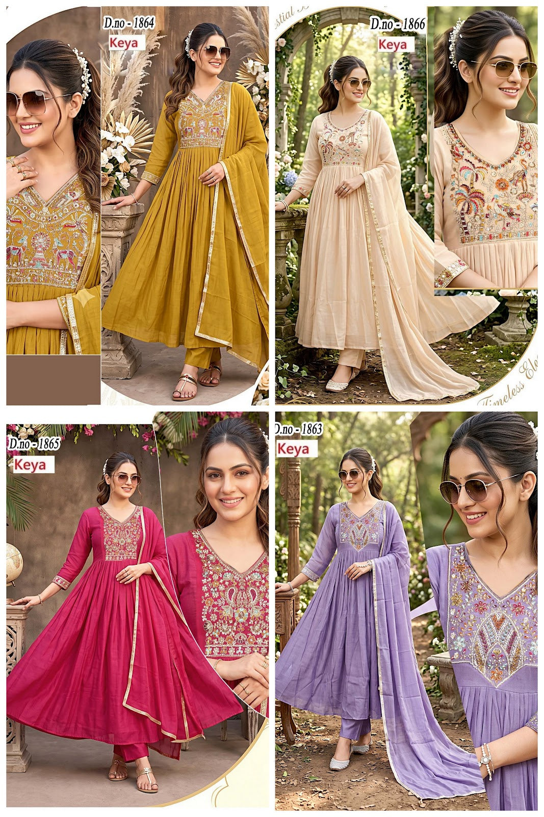 Dn 1863-1866 Keya Chanderi Readymade Anarkali Suits Supplier