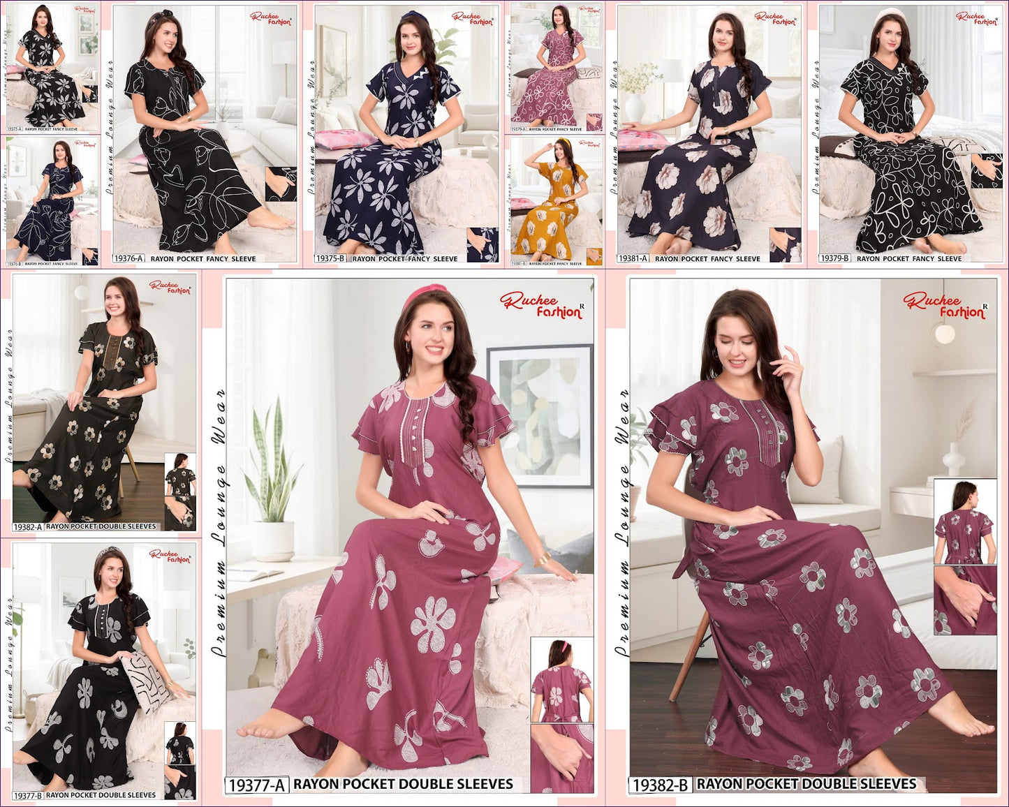 Dn 19375-19382 Ruchee Fashion Rayon Night Gowns Wholesaler