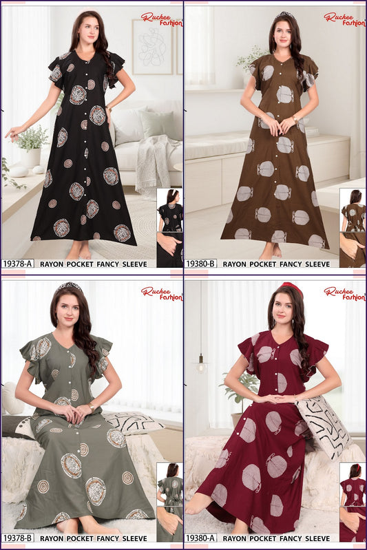 Dn 19378-19380 Ruchee Fashion Rayon Night Gowns Exporter