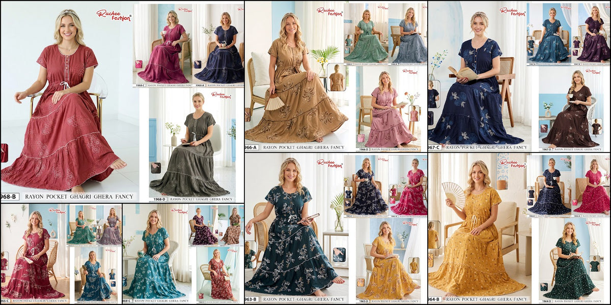 Dn 1963-1969 Ghagri Ruchee Fashion Rayon Night Gowns Wholesale Rate