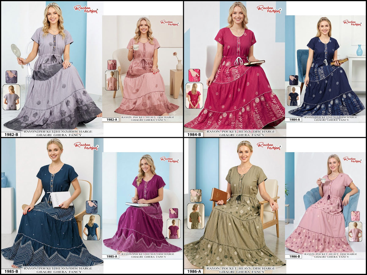 Dn 1982-1986 Ghagri Ruchee Fashion Rayon Night Gowns Supplier Ahmedabad