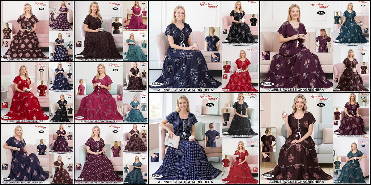 Dn 2041-2052 Alpine Ruchee Fashion Night Gowns Exporter