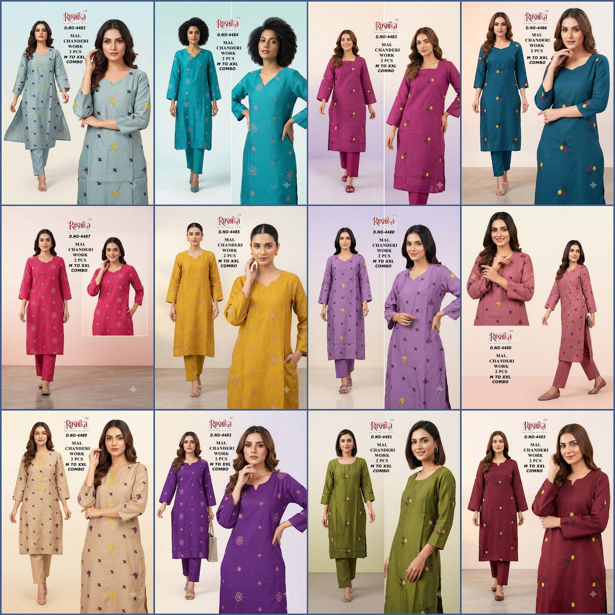 Dn 4482-4493 Rushika Chanderi Co Ord Set Exporter India