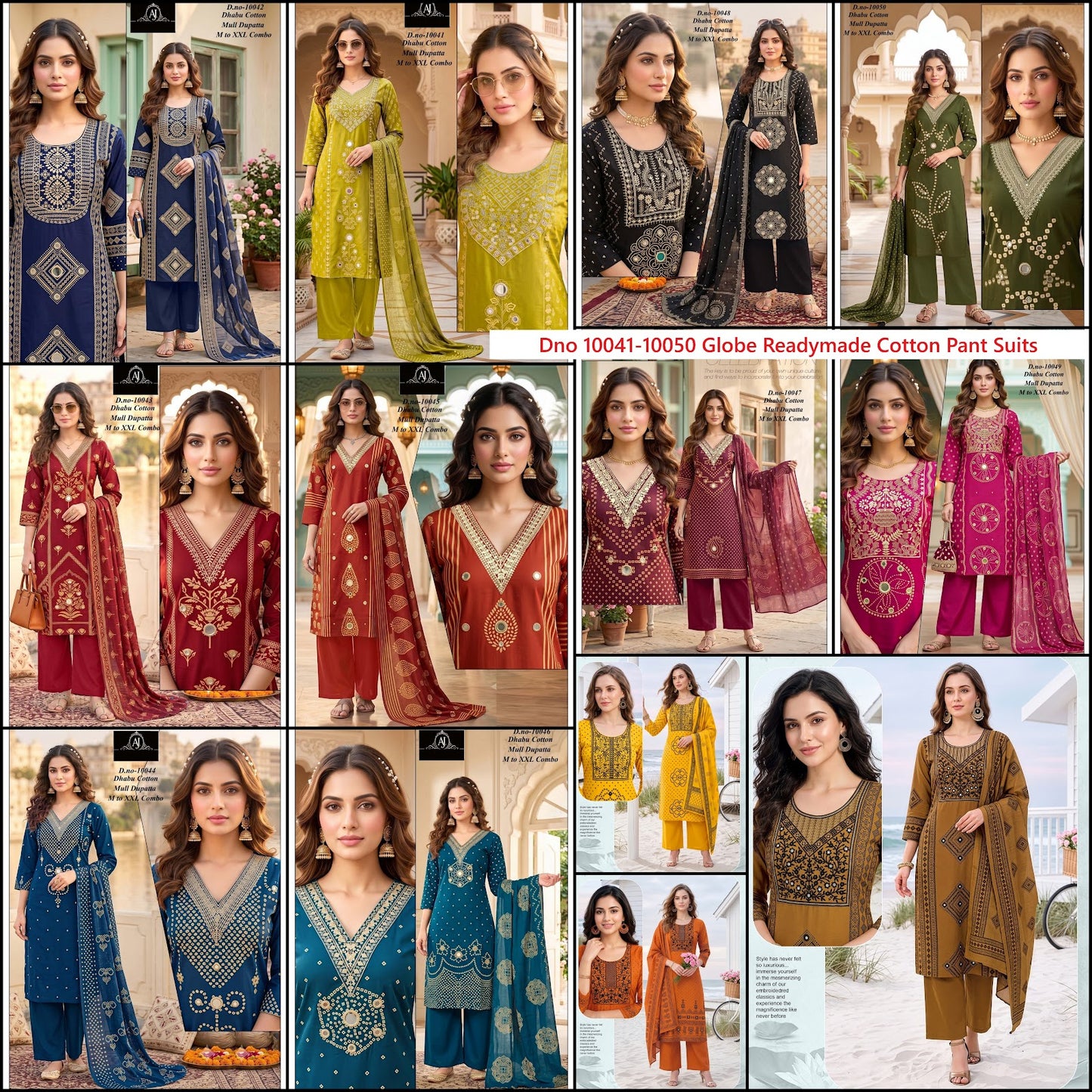 Dno 10041-10050 Globe Dhabu Readymade Cotton Pant Suits Manufacturer Gujarat