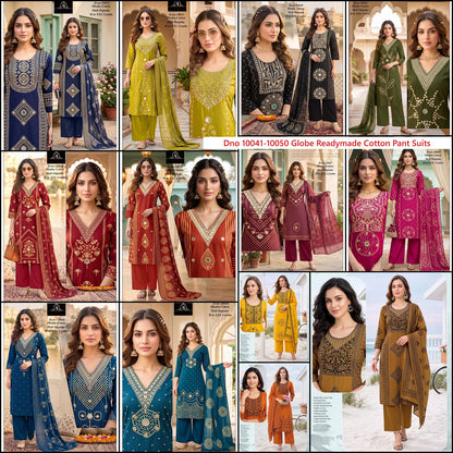 Dno 10041-10050 Globe Dhabu Readymade Cotton Pant Suits Manufacturer Gujarat