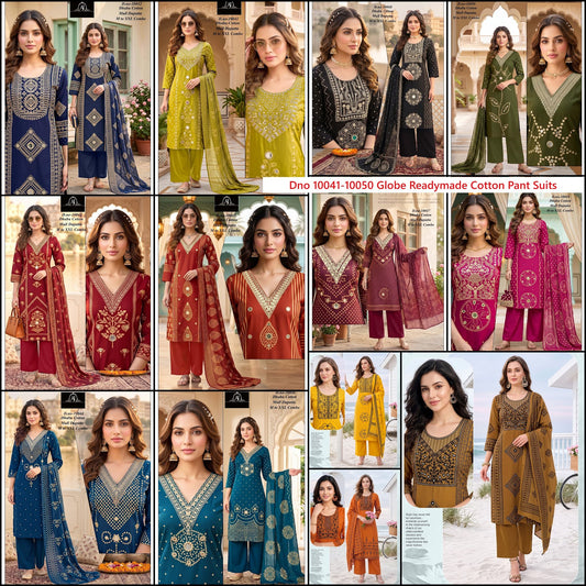 Dno 10041-10050 Globe Dhabu Readymade Cotton Pant Suits Manufacturer Gujarat