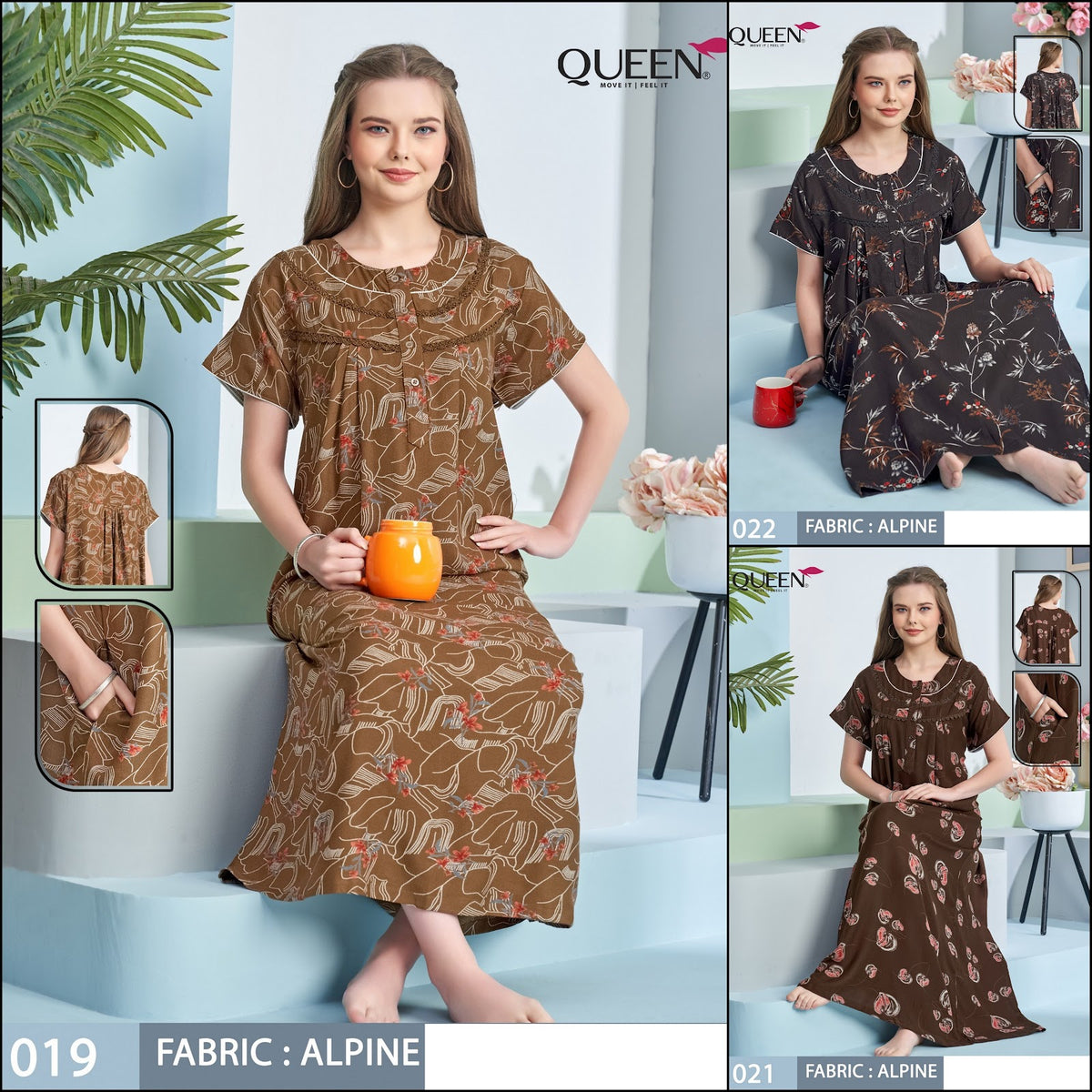 Dno 1019-1022 Queen Alpine Night Gowns Manufacturer