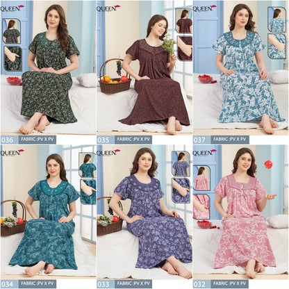 Dno 1032-1037 Queen Pv Night Gowns Supplier Gujarat