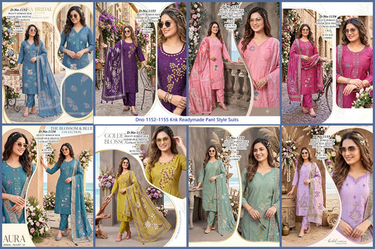 Dno 1152-1155 Knk Roman Silk Readymade Pant Style Suits Wholesale