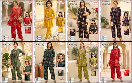Dno 1378-1385 Ruchee Fashion Rayon Co Ord Set Supplier Gujarat