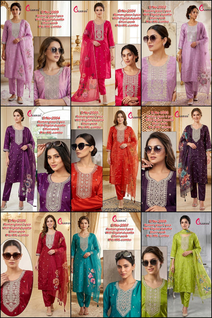 Dno 2001-2009 Neck Work Kaavee Roman Readymade Pant Style Suits Supplier