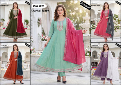 Dno 2694-2698 Kamna4U Roman Readymade Anarkali Suits Exporter Ahmedabad