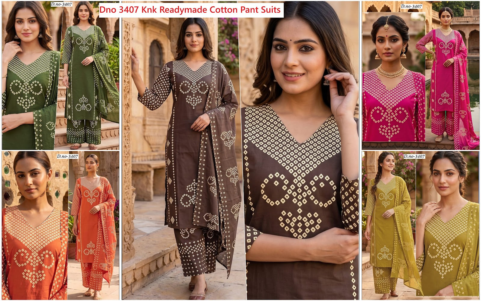 Dno 3407 Knk Dhabu Readymade Cotton Pant Suits Wholesaler India