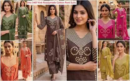 Dno 3407 Knk Dhabu Readymade Cotton Pant Suits Wholesaler India