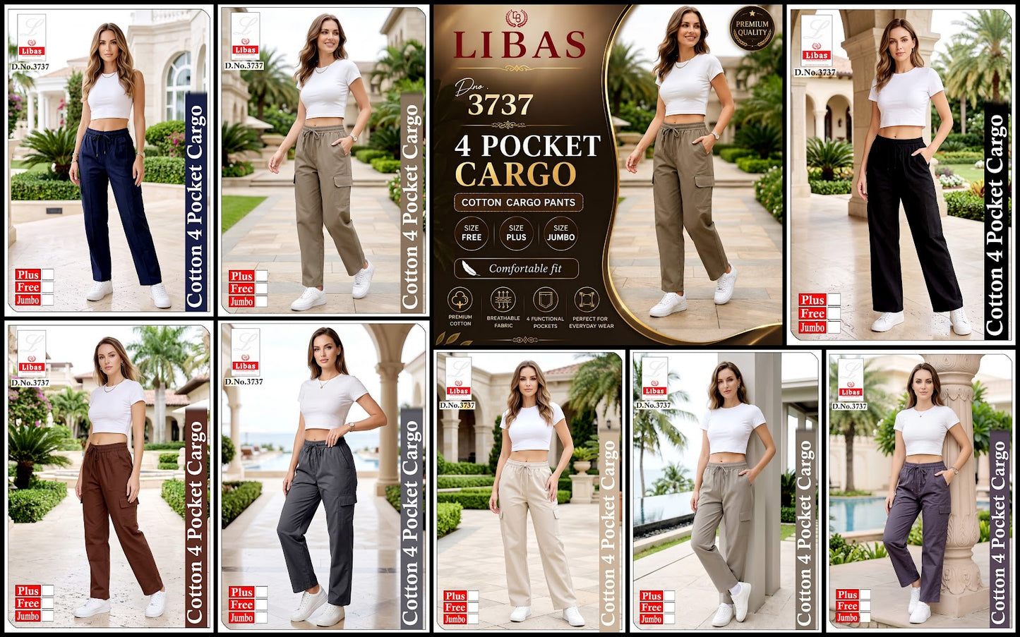 Dno 3737 Libas Amiti Cotton Women Cargo Pants Manufacturer Gujarat