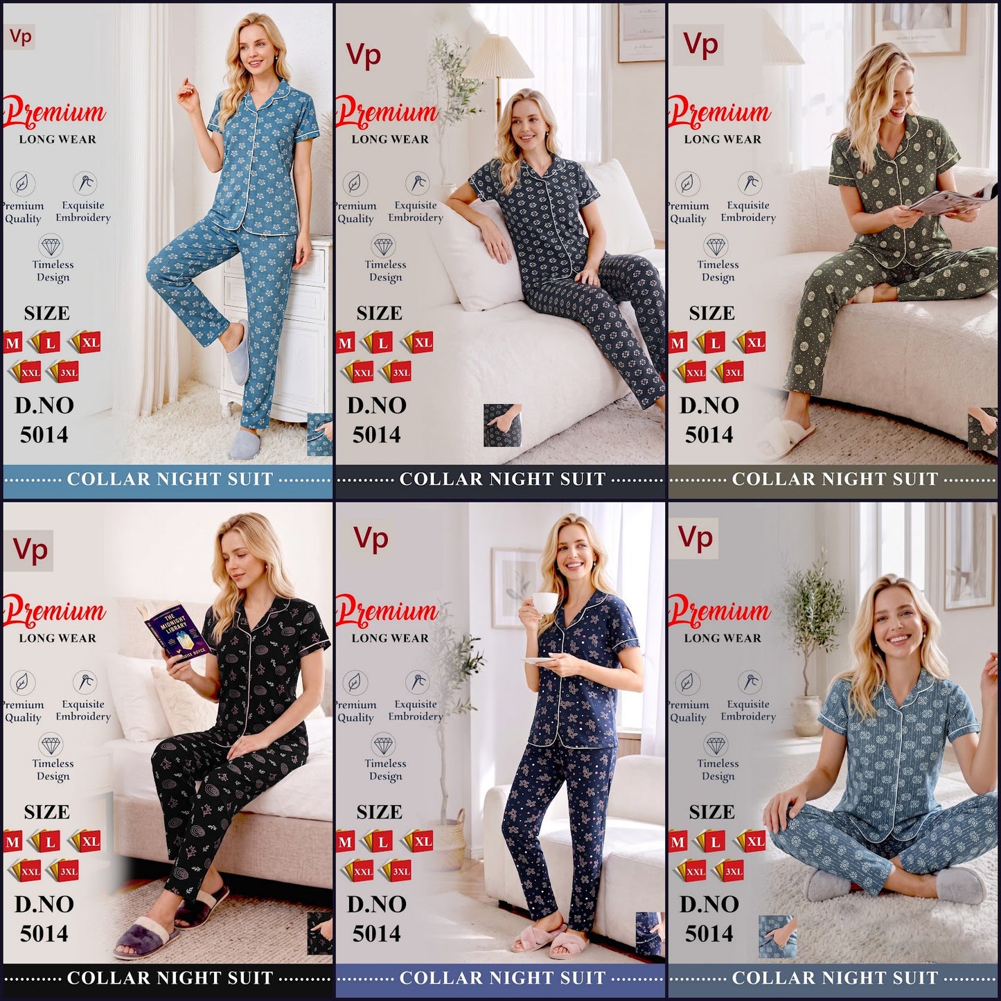 Dno 5014 100726 Vp Hosiery Cotton Collar Night Suits Wholesaler Gujarat