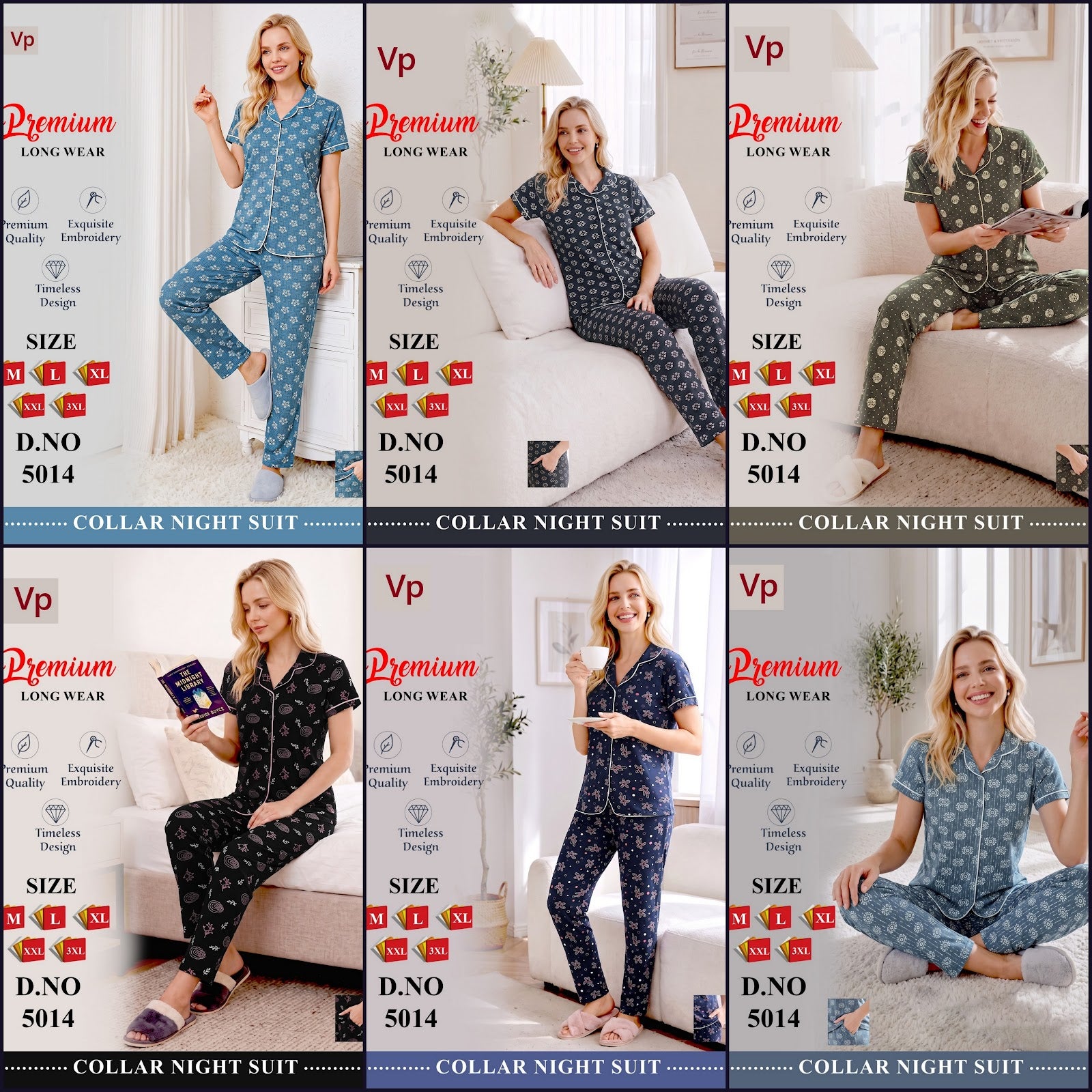 Dno 5014 100726 Vp Hosiery Cotton Collar Night Suits Wholesaler Gujarat
