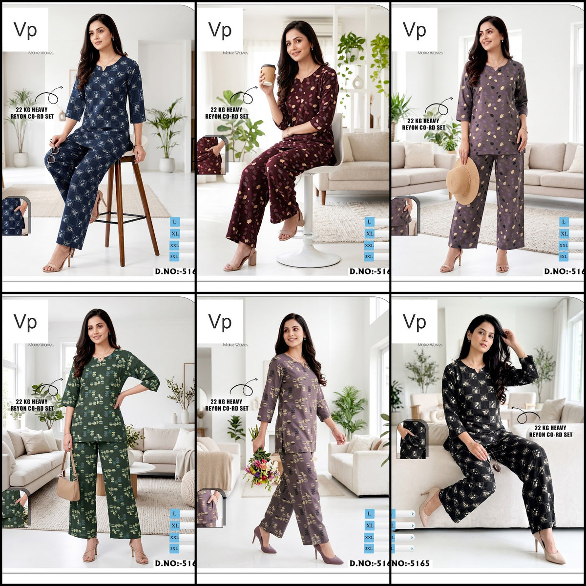 Dno 5165 Vp Rayon 22Kg Co Ord Set Wholesaler Ahmedabad
