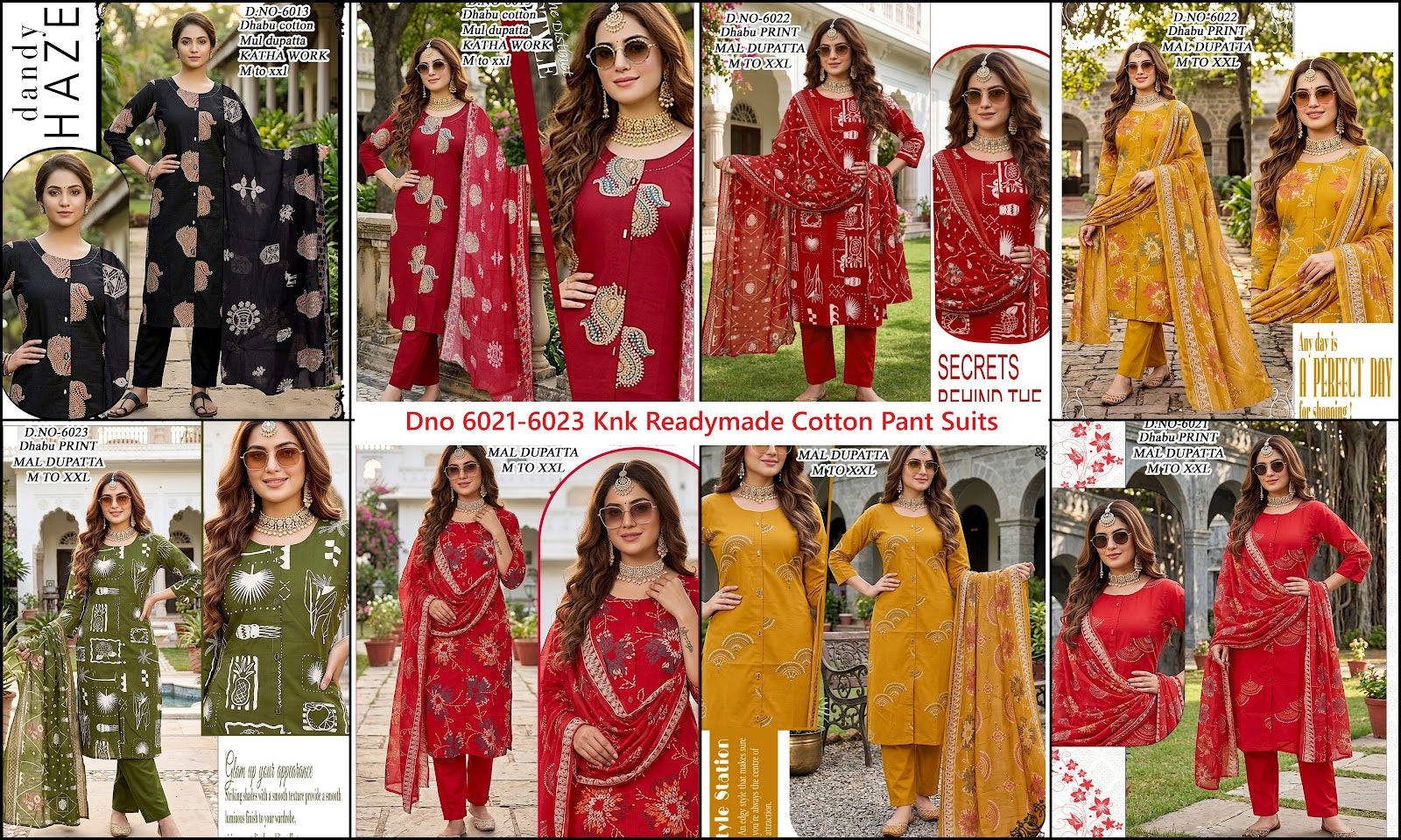 Dno 6021-6023 Knk Dhabu Readymade Cotton Pant Suits Wholesale Rate