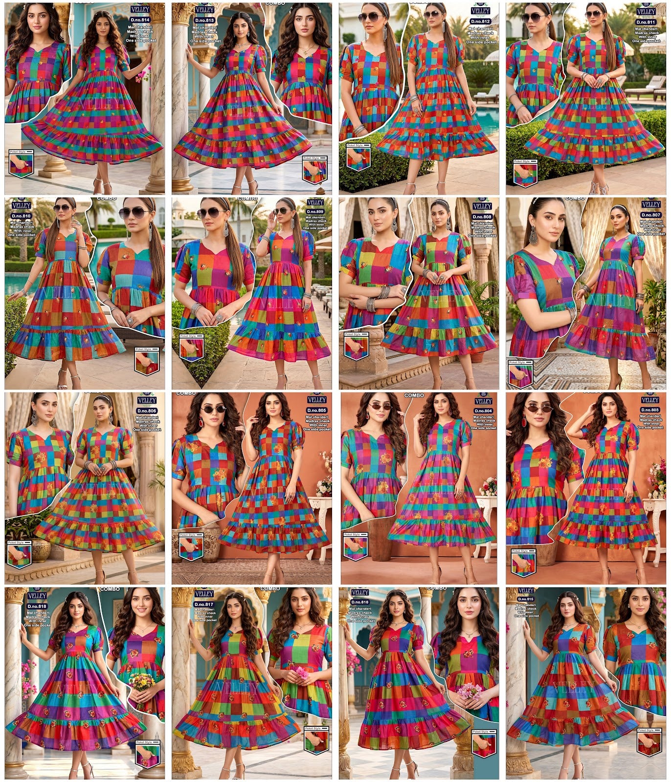 Dno 803-814 Velley Chanderi Anarkali Kurtis Wholesaler Ahmedabad