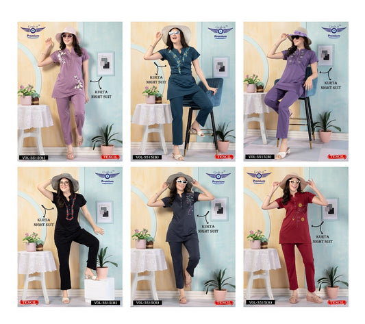 Double Pocket 3515 B Grab It Tencil Kurta Night Suits Manufacturer Ahmedabad