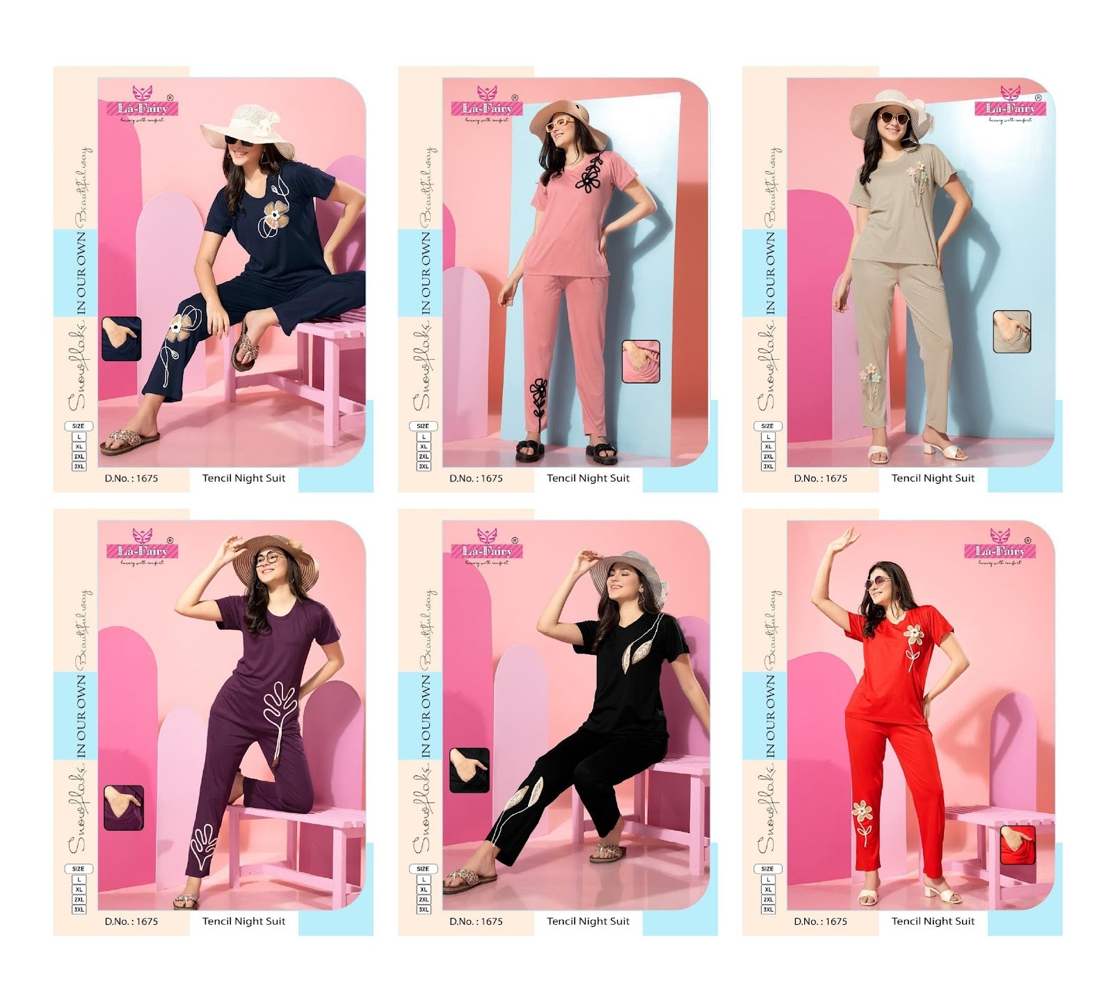 Double Pocket Design 1675 La Fairy Tencil Pyjama Night Suits Manufacturer Gujarat