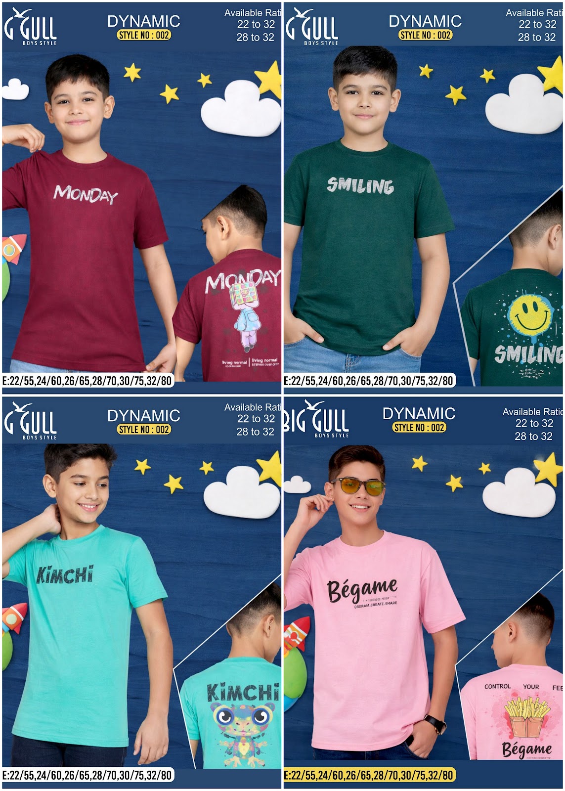 Dynamic Style 002 Big Gull Cotton Biowashed Boys Tshirt Exporter Ahmedabad