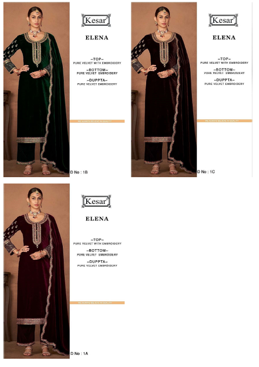 Elena Kesar Velvet Suits Wholesale Price