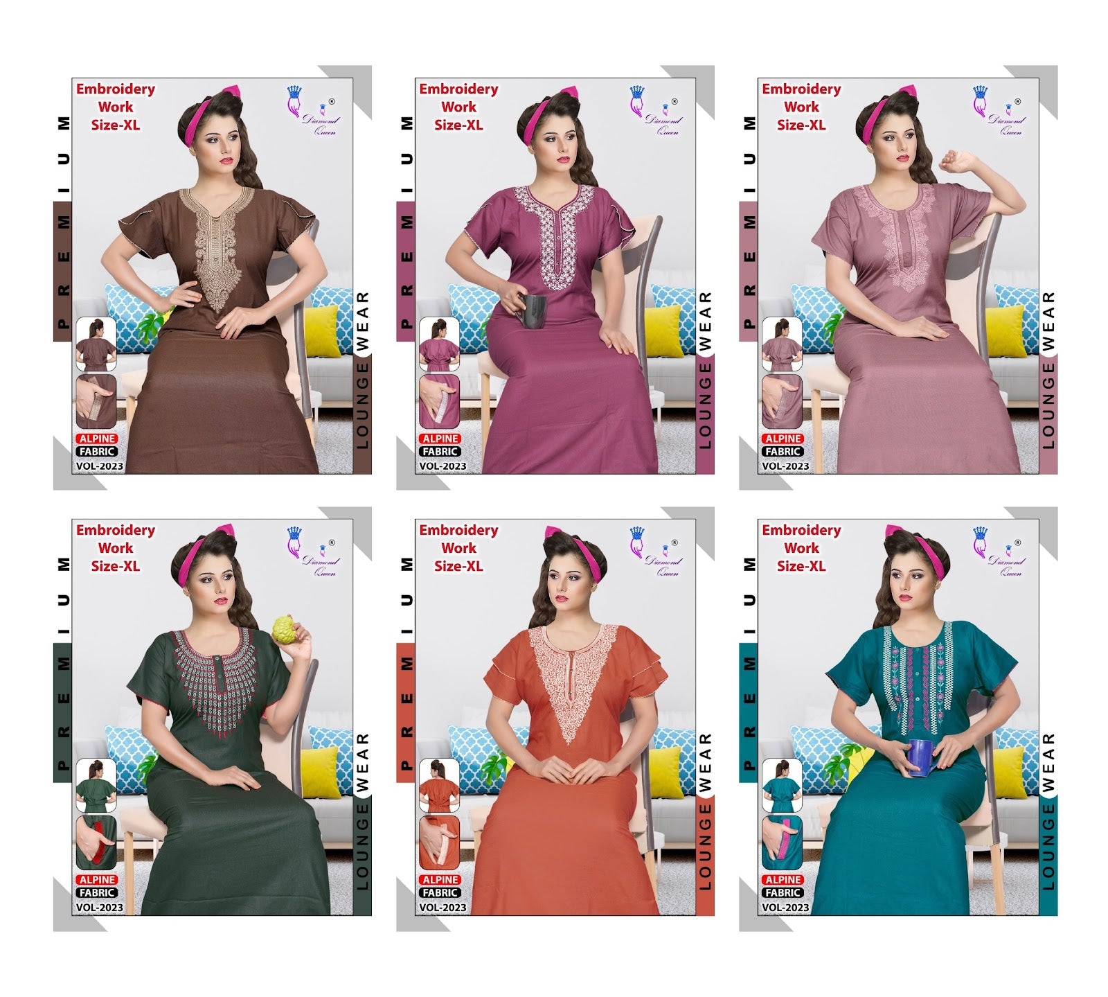 Fancy Sleeves Vol 2023 Diamond Queen Alpine Night Gowns Exporter Gujarat