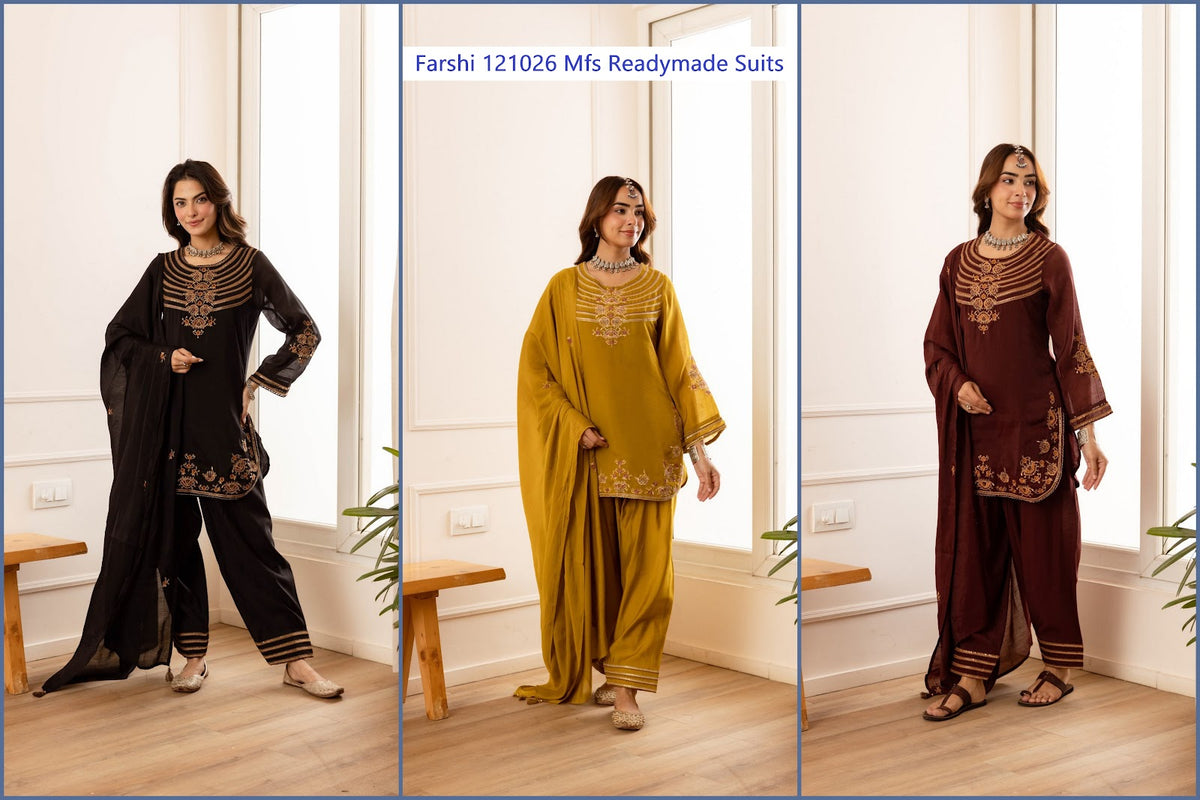 Farshi 121026 Mfs Chanderi Readymade Suits Manufacturer Ahmedabad