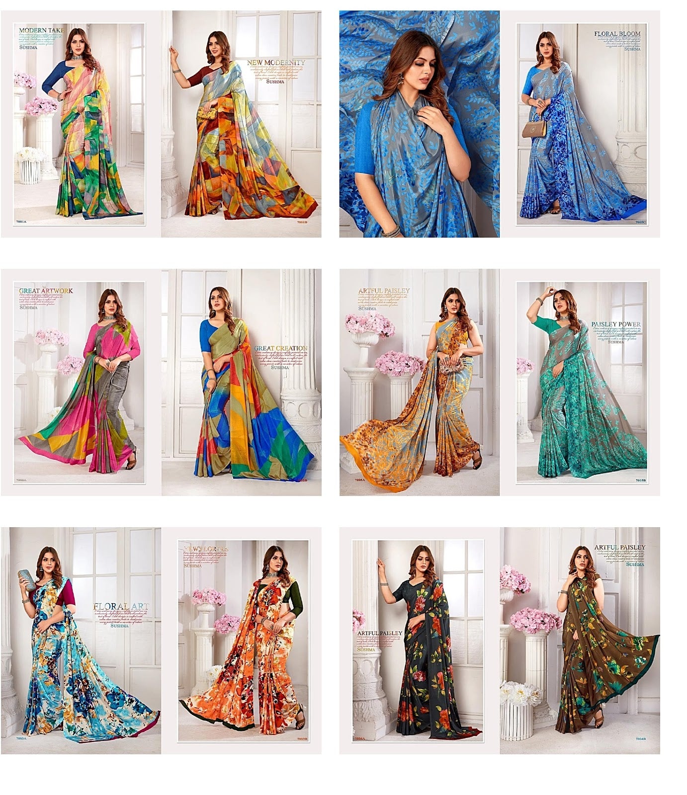 Fashionable Sushma Crape Sarees Wholesale Rate