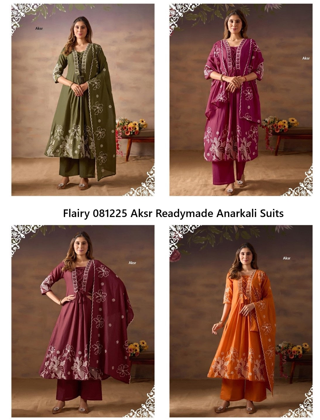 Flairy 081225 Aksr Cotton Readymade Anarkali Suits Exporter Ahmedabad