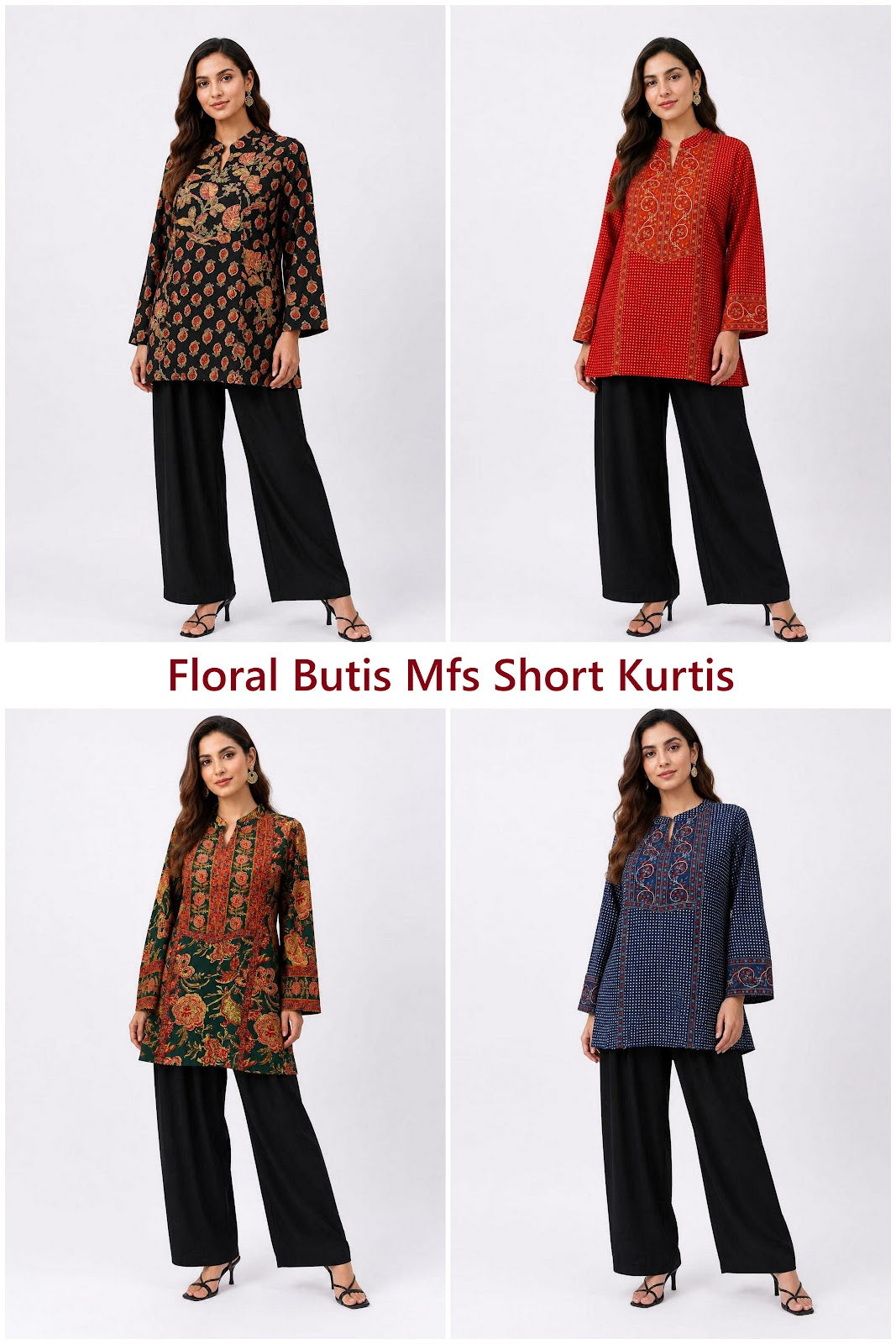 Floral Butis Mfs Cotton Short Kurtis Wholesaler Gujarat