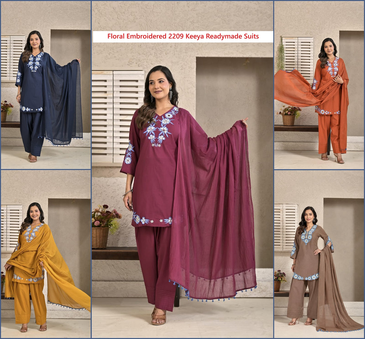 Floral Embroidered 2209 Keeya Cotton Readymade Suits Manufacturer Gujarat