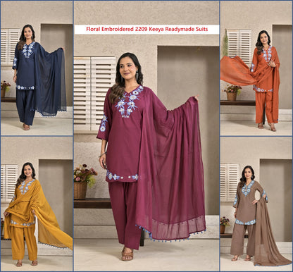 Floral Embroidered 2209 Keeya Cotton Readymade Suits Manufacturer Gujarat