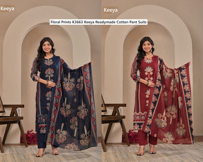 Floral Prints K3663 Keeya Readymade Cotton Pant Suits Wholesaler