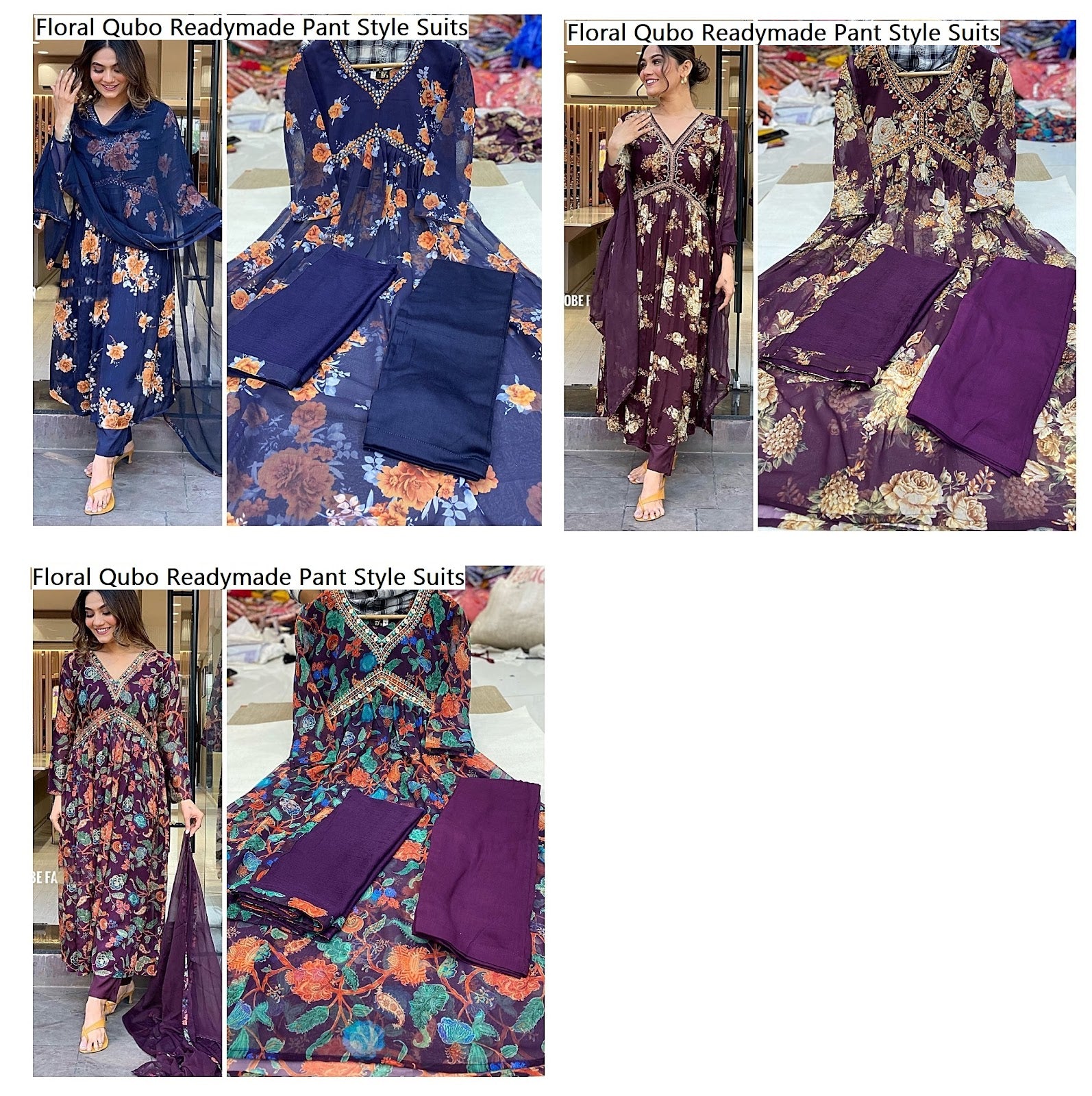 Floral Qubo Georgette Readymade Pant Style Suits Wholesaler India