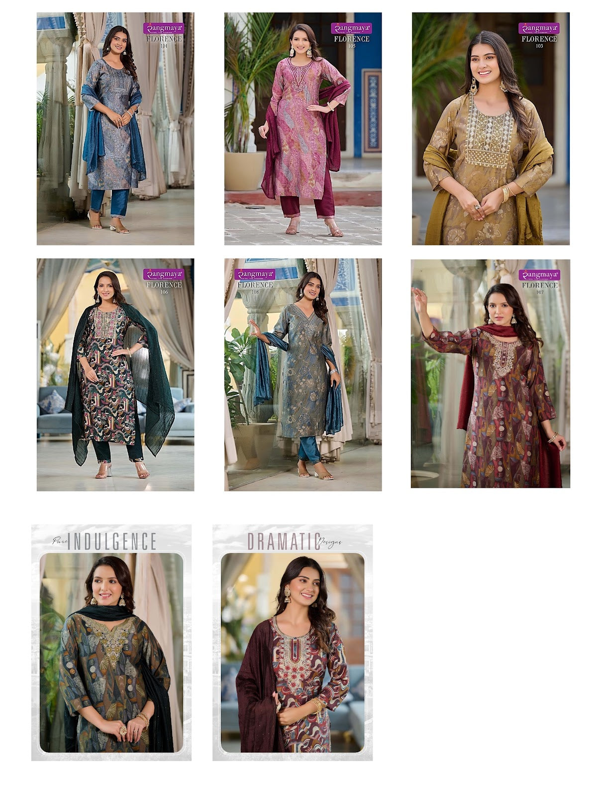 Florence Rangmaya Modal Silk Readymade Pant Style Suits Wholesaler Ahmedabad