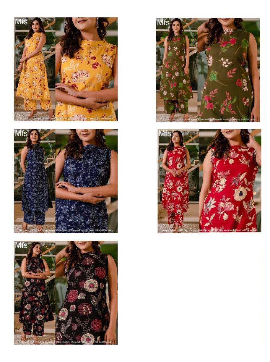 Flower Print 3010 Mfs Cotton Co Ord Set Exporter Ahmedabad