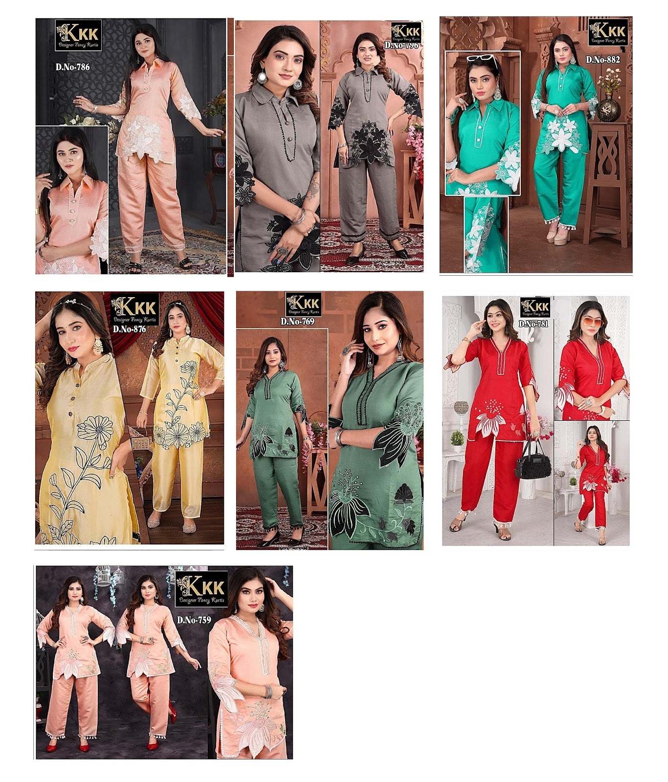 Flower Work Kkk Roman Silk Co Ord Set Manufacturer