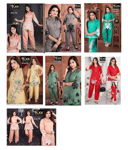 Flower Work Kkk Roman Silk Co Ord Set Manufacturer